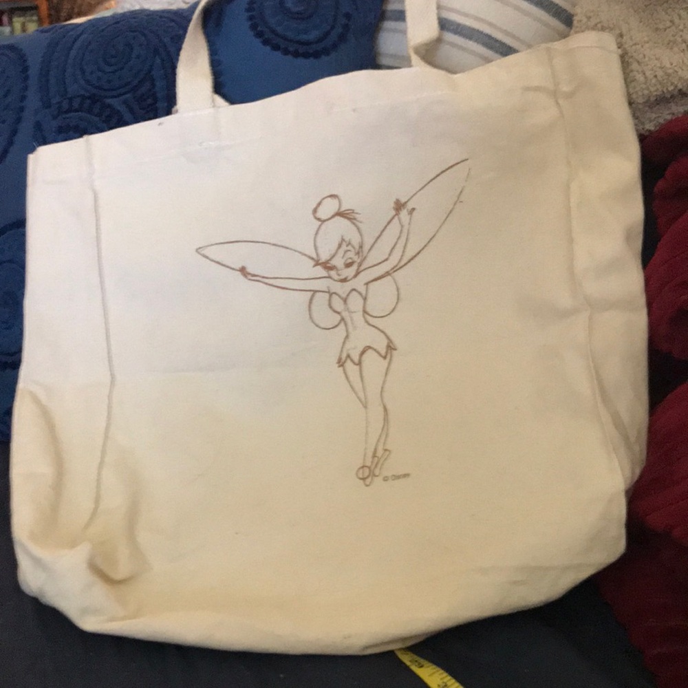 Disney Tinker Bell Canvas Large Tote Bag Sketch - Cream